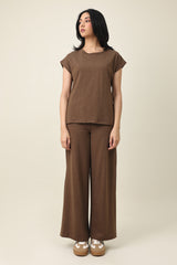 CALM EASE CASUAL TOP-CHOCOLATE