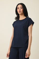 CALM EASE CASUAL TOP-NAVY