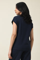 CALM EASE CASUAL TOP-NAVY