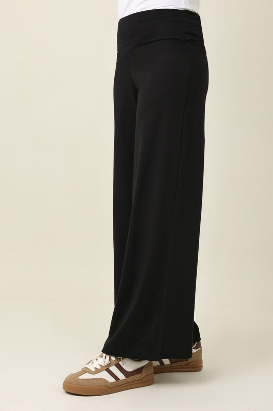 PURE COMFORT WIDE TROUSER-BLACK