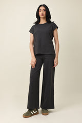 PURE COMFORT WIDE TROUSER-CHARCOAL