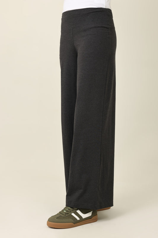 PURE COMFORT WIDE TROUSER-CHARCOAL
