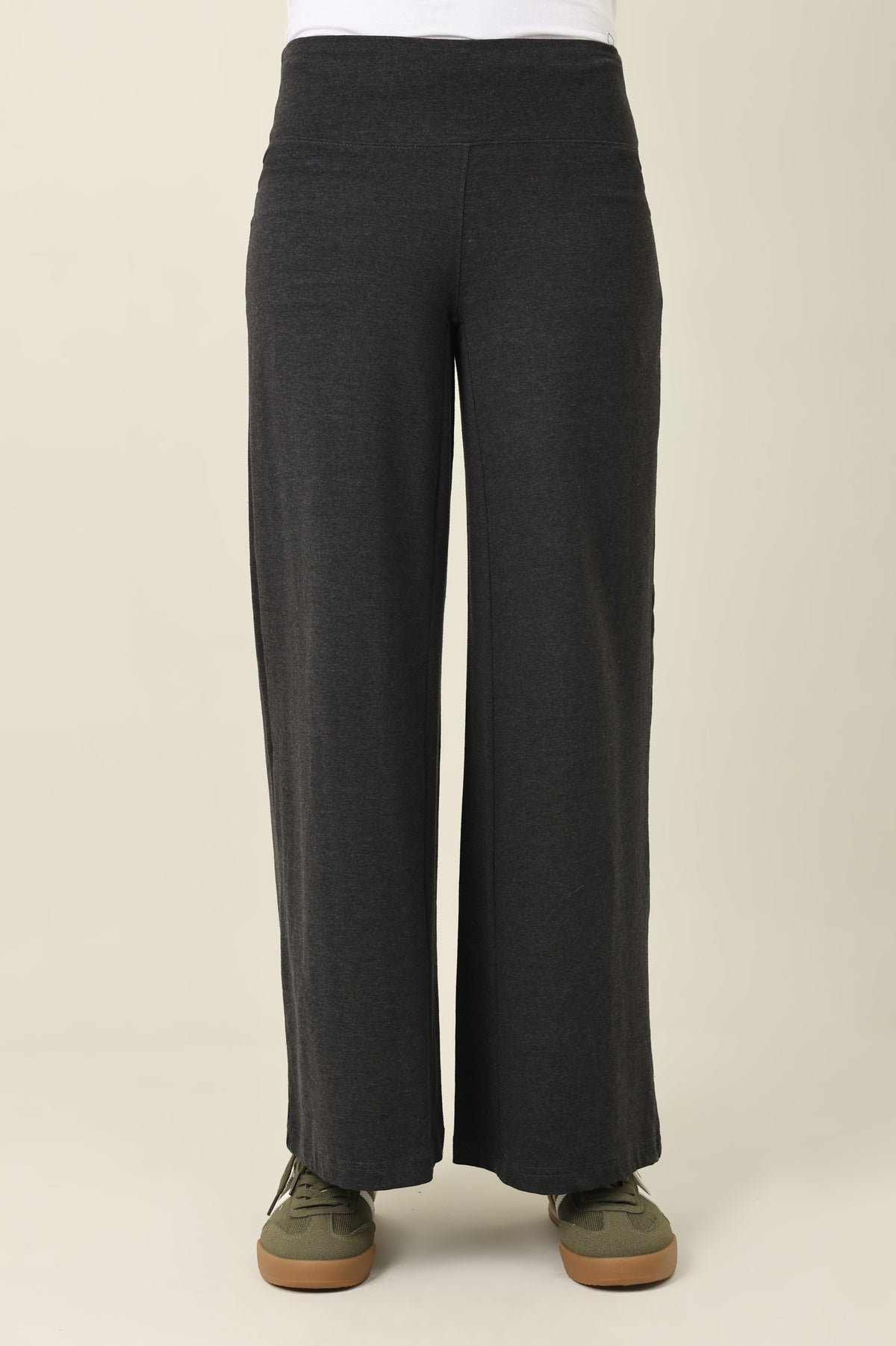 PURE COMFORT WIDE TROUSER-CHARCOAL