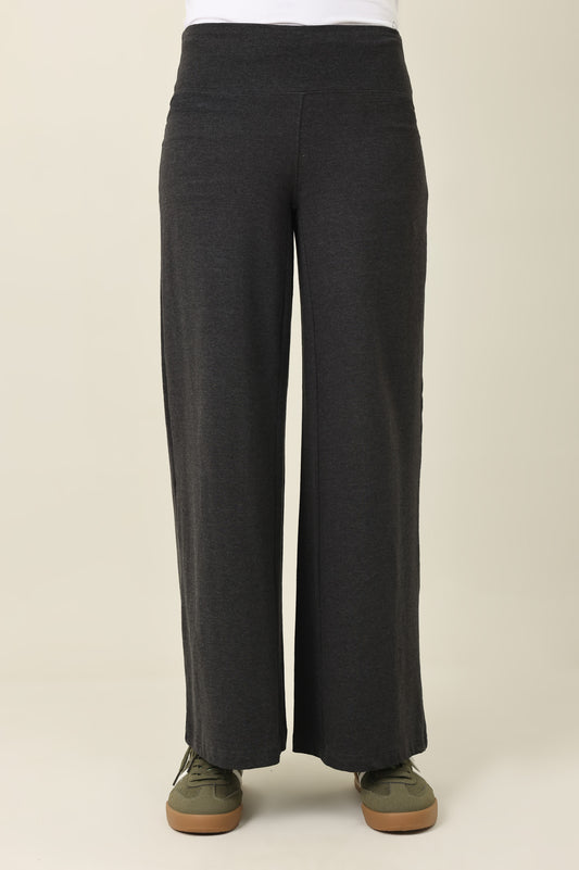 PURE COMFORT WIDE TROUSER-CHARCOAL