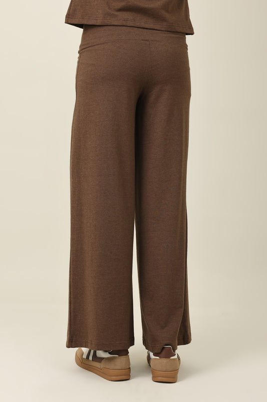 PURE COMFORT WIDE TROUSER-CHOCOLATE