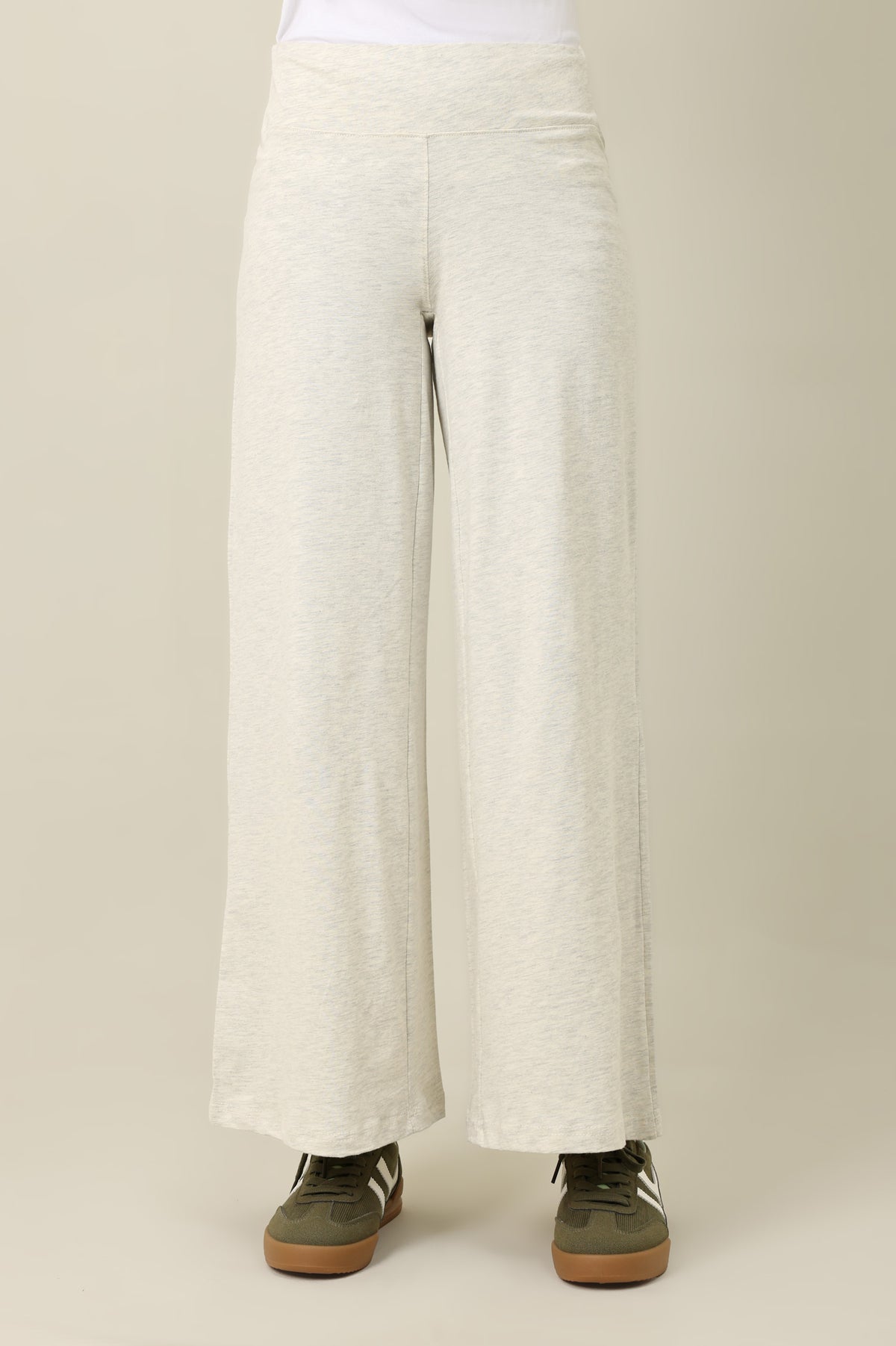 PURE COMFORT WIDE TROUSER-OATMEAL
