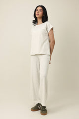 PURE COMFORT WIDE TROUSER-OATMEAL