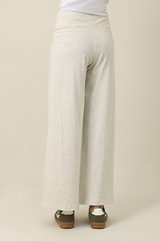 PURE COMFORT WIDE TROUSER-OATMEAL