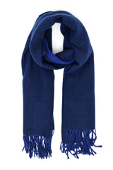 ELEGANT FRINGE SCARF-NAVY