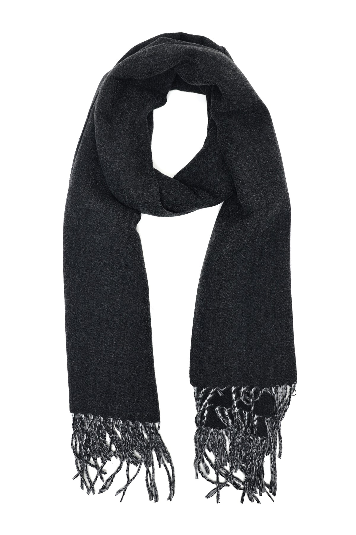 ELEGANT FRINGE SCARF-BLACK