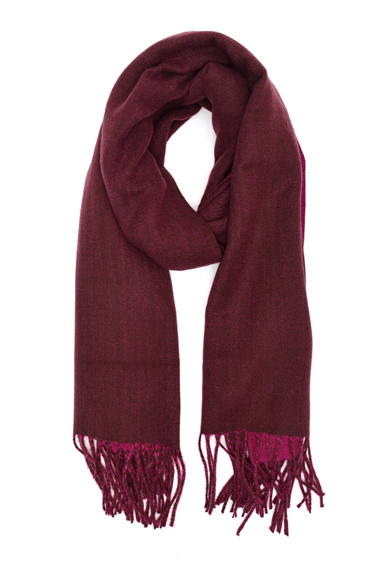 ELEGANT FRINGE SCARF-DK-MAROON