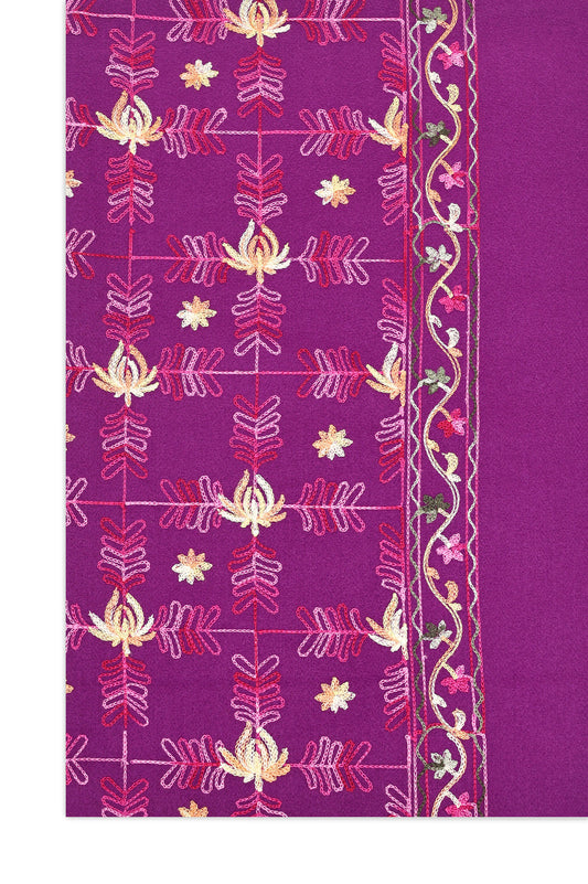 FLORAL EMBROIDERY FRINGE SCARF