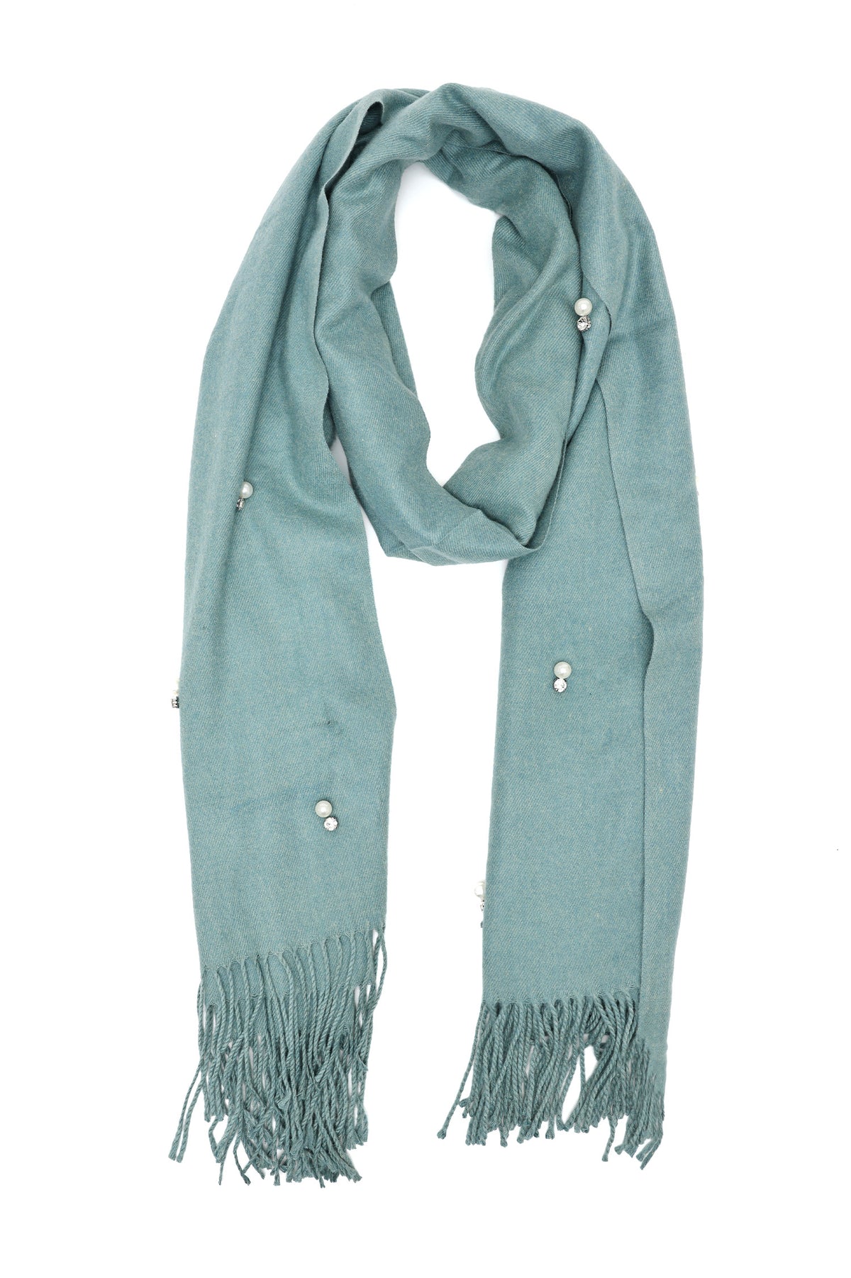 PEARL ACCENT FRINGE SCARF