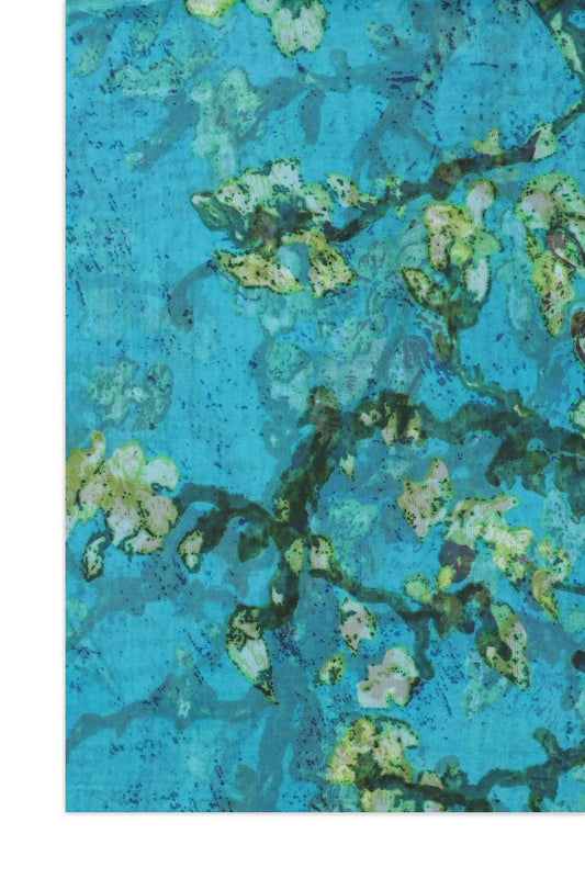 BLOSSOM WHISPER CHIFFON SCARF-AQUA