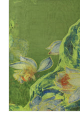 FLOWER SOFT CHIFFON SCARF-GREEN