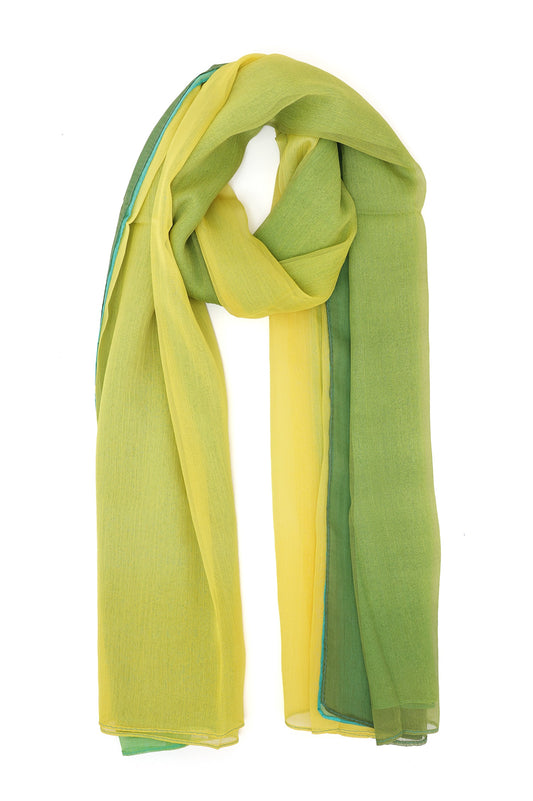 LUMIGRAD SHEER CHIFFON SCARF-OLIVE/YELLOW