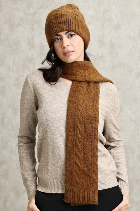 COZY KNIT HAT AND SCARF SET