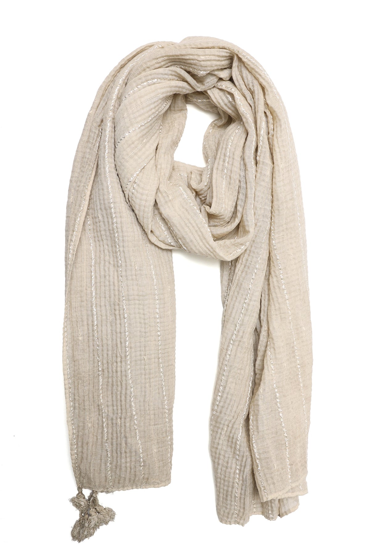 SOFT CRINKLE TEXTURE SCARF-LT/BEIGE