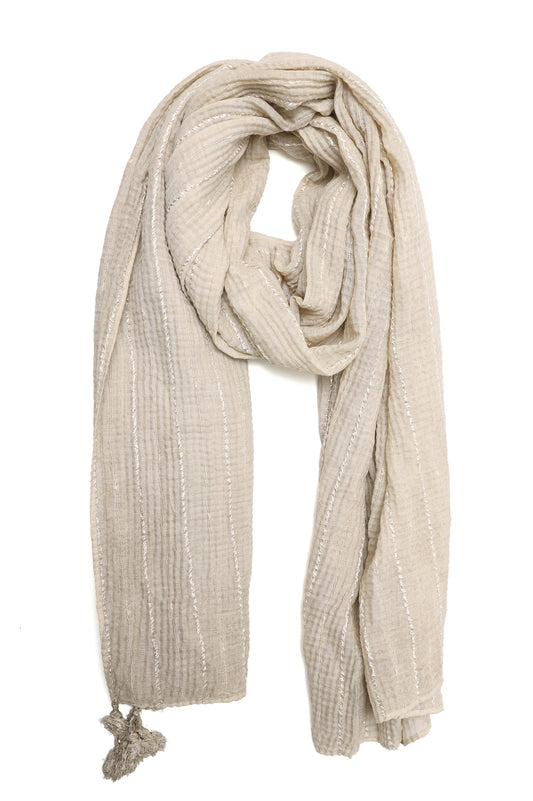 SOFT CRINKLE TEXTURE SCARF-LT/BEIGE
