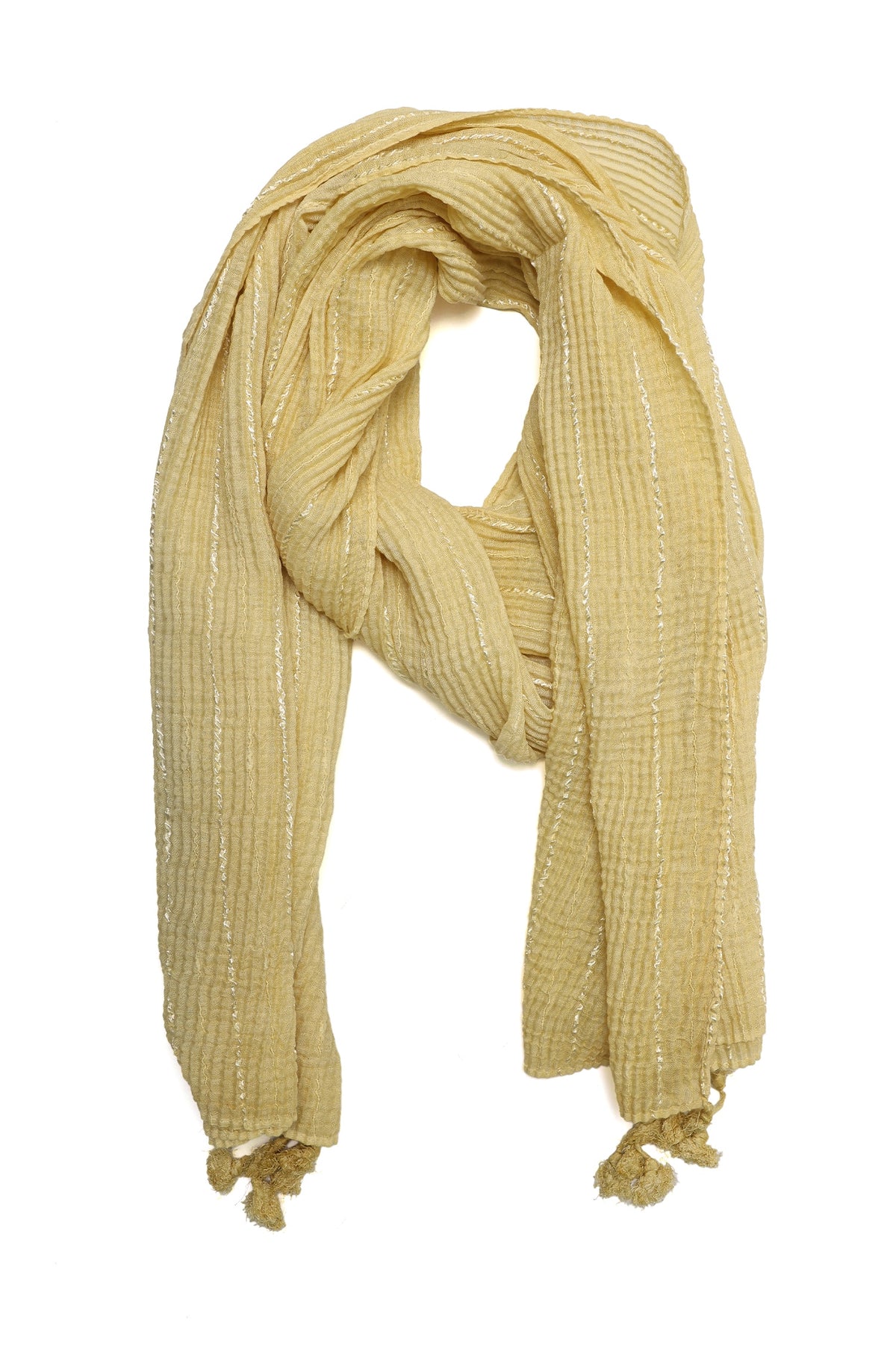 SOFT CRINKLE TEXTURE SCARF-YELLOW