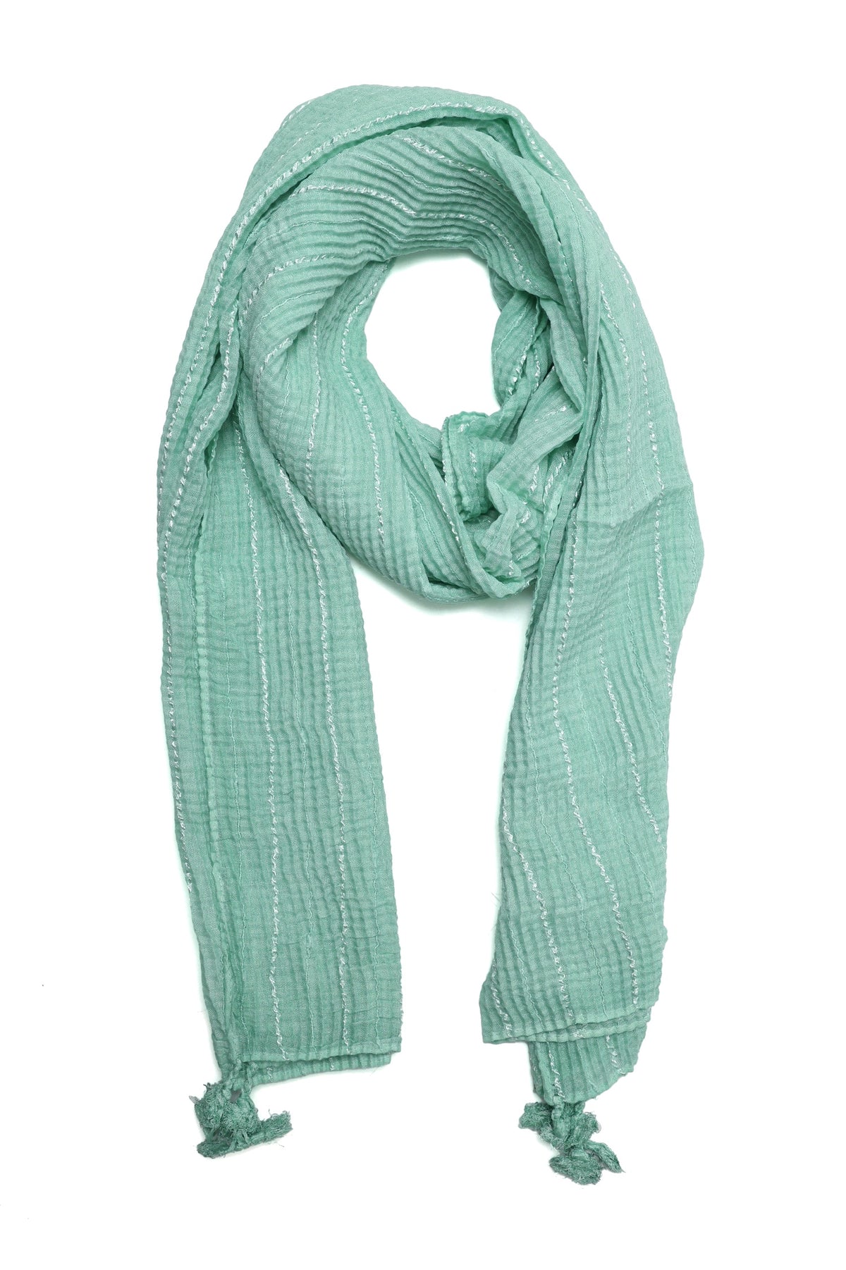SOFT CRINKLE TEXTURE SCARF-AQUA