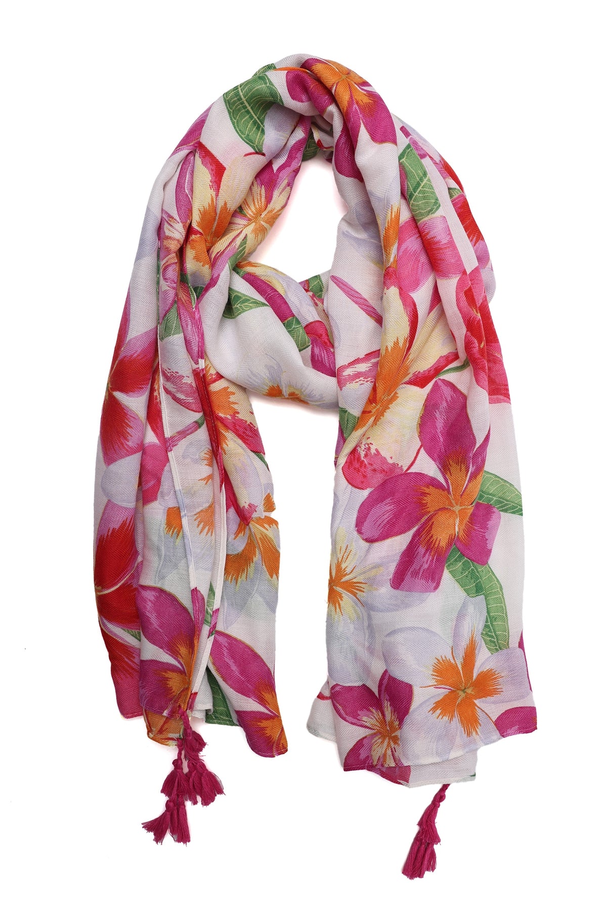 TROPICAL BLOOM FLOW SCARF-PINK/RED