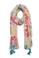 CHARM TASSEL SCARF-YELLOW/PNK
