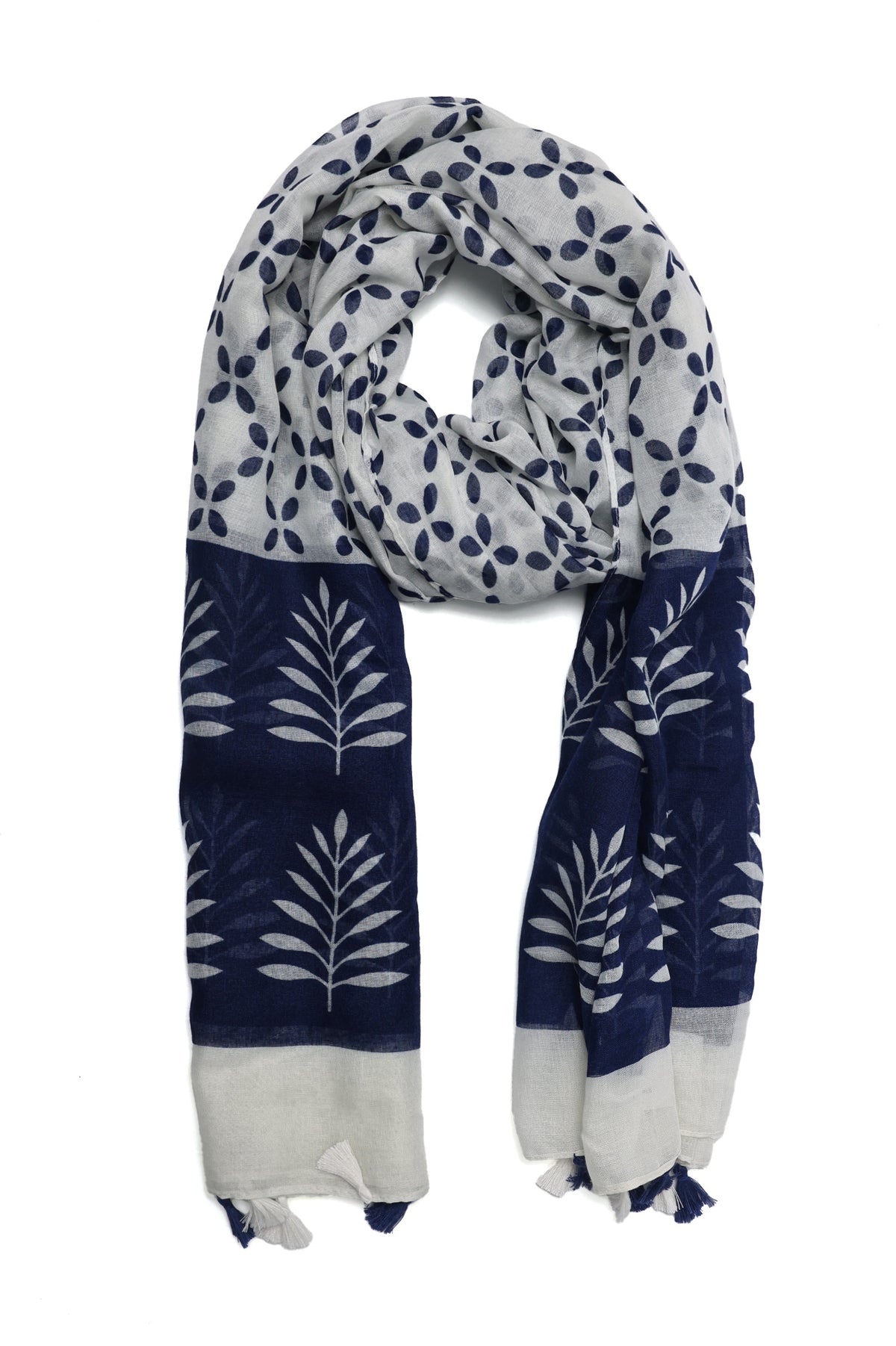 PANEL BOTANICAL SCARF-NAVY