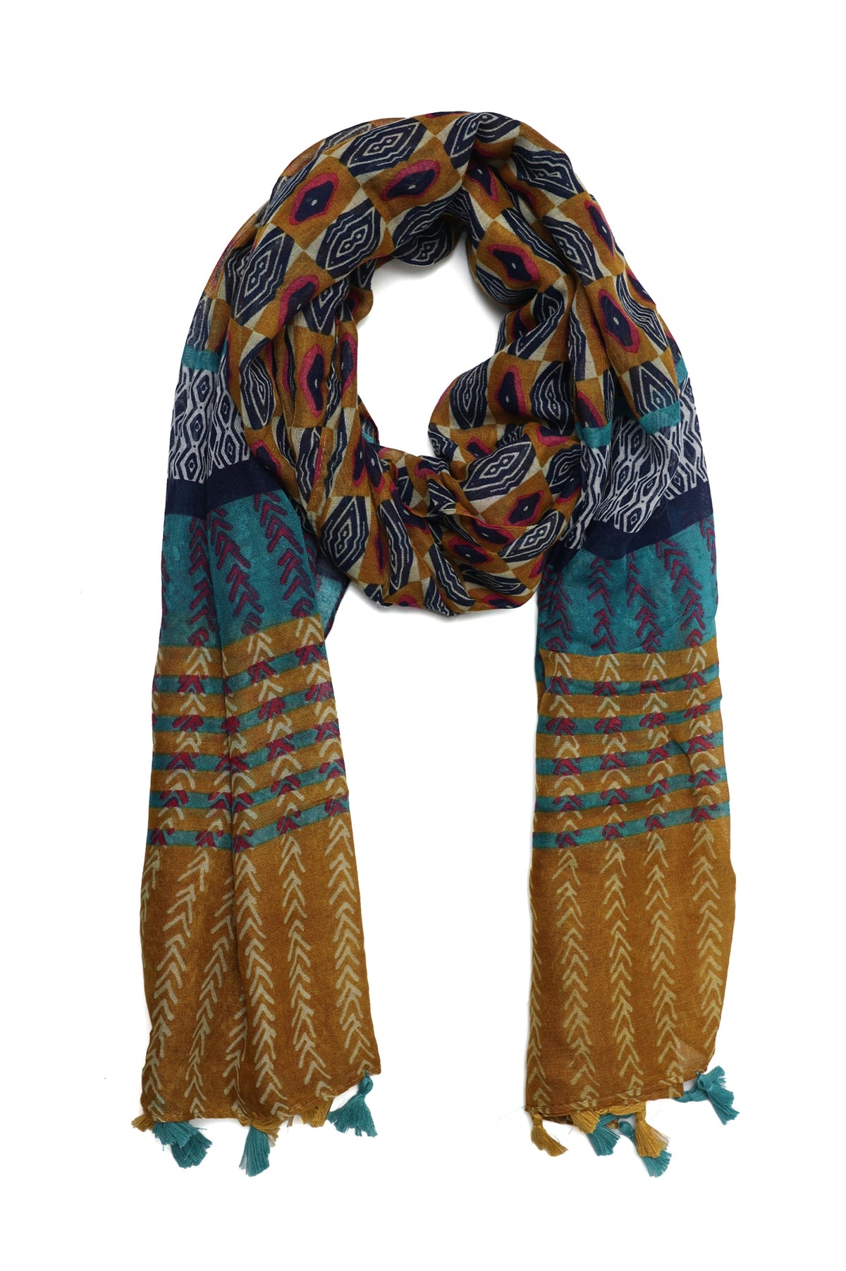 ETHNIC MOSAIC DESIGN STOLE-MUSTARD