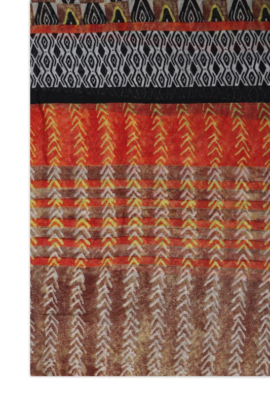 ETHNIC MOSAIC DESIGN STOLE-RED/BRWN