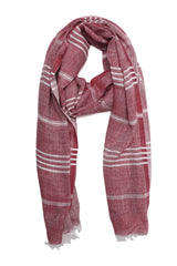 SOFT FRINGE LINER SCARF-RED