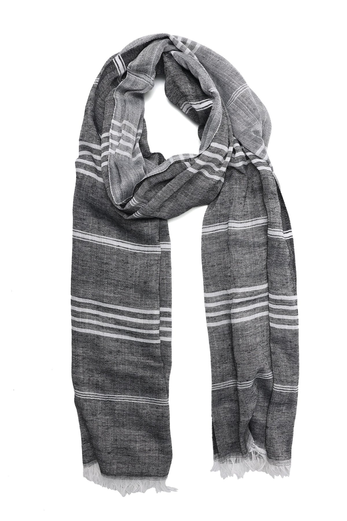 SOFT FRINGE LINER SCARF-CHARCOAL