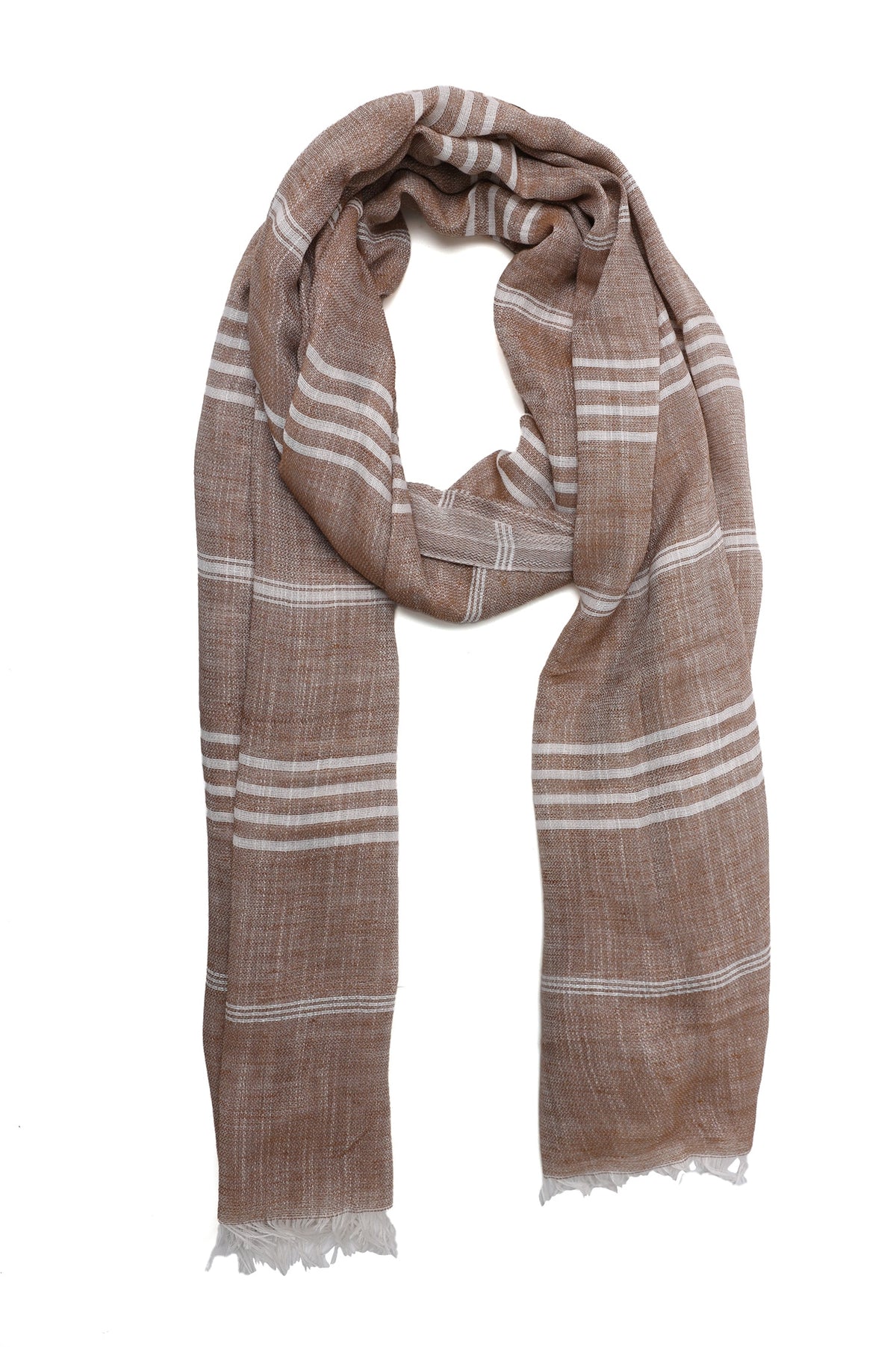 SOFT FRINGE LINER SCARF-BROWN