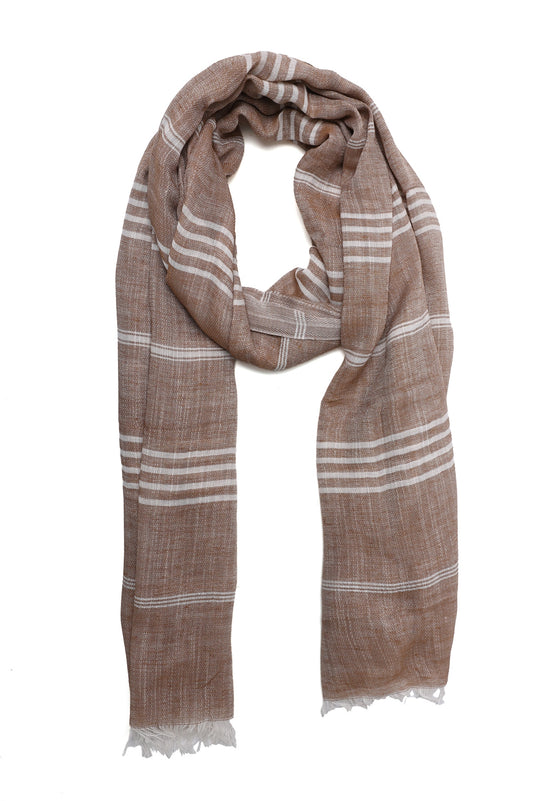 SOFT FRINGE LINER SCARF-BROWN