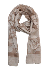 JACQUARD BLOOM SCARF-LT/BROWN