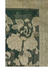 JACQUARD BLOOM SCARF-DK/GRN
