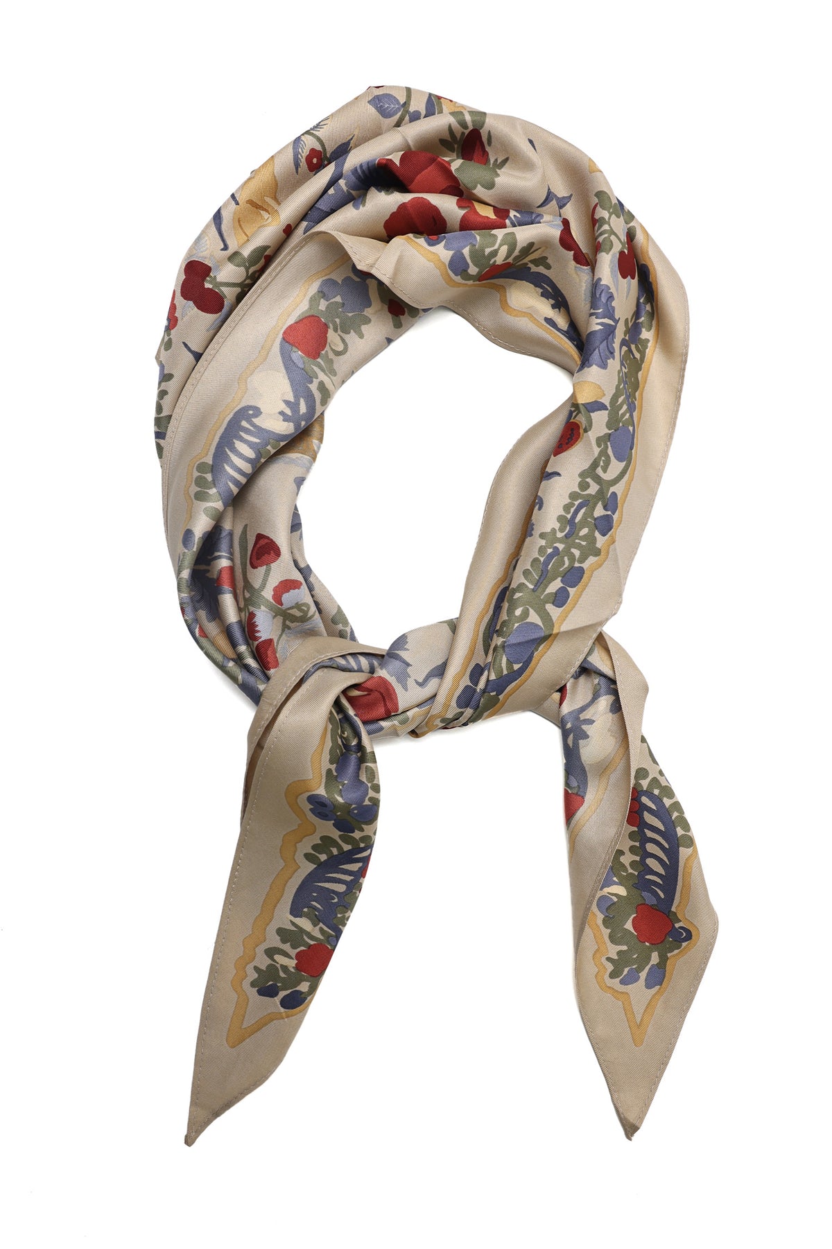 IMPERIAL FLORAL SILK WRAP-BEIGE