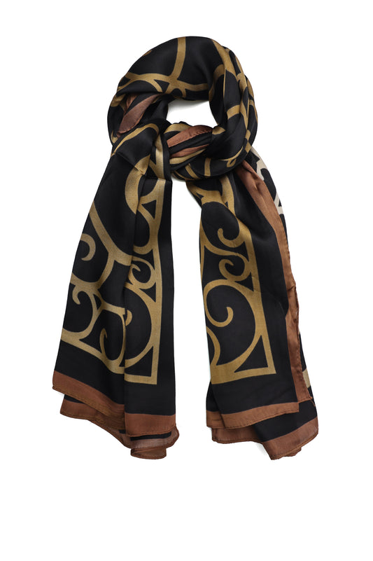 GOLDEN SWIRL SIGNATURE STOLE-KHAKI/BLK