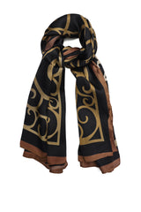 GOLDEN SWIRL SIGNATURE STOLE-KHAKI/BLK