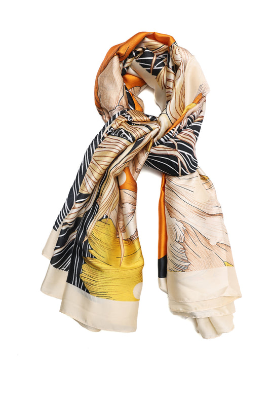 WILD WHISPER SILK SCARF-YELLOW