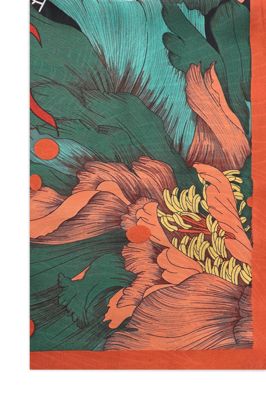 WILD WHISPER SILK SCARF-RED/GRN