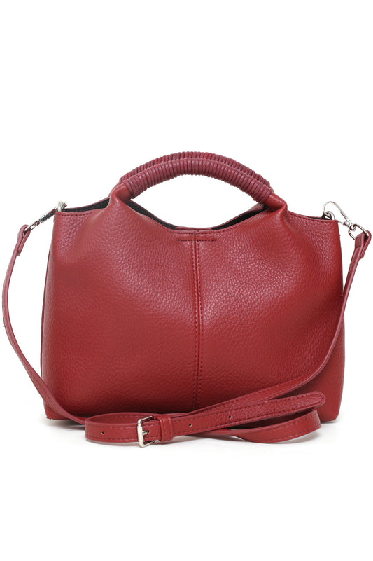 FAUX LEATHER BAG-MAROON