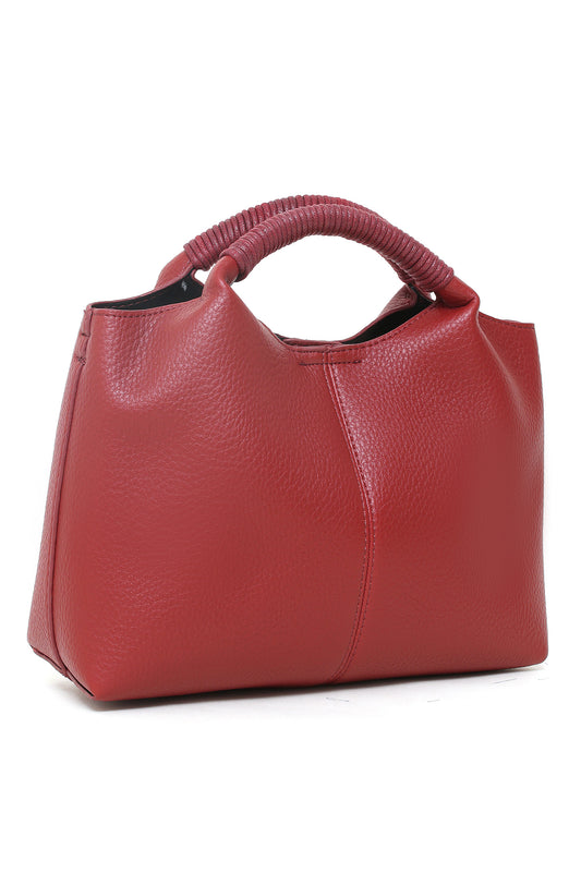 FAUX LEATHER BAG-MAROON