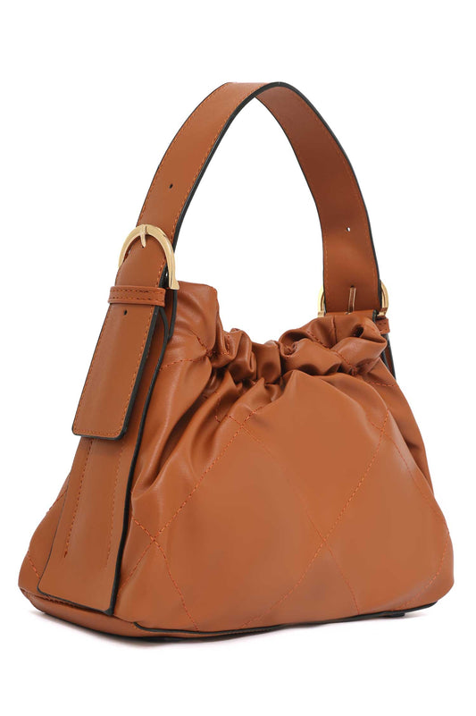 RUE PUFF STITCH BAG-BROWN