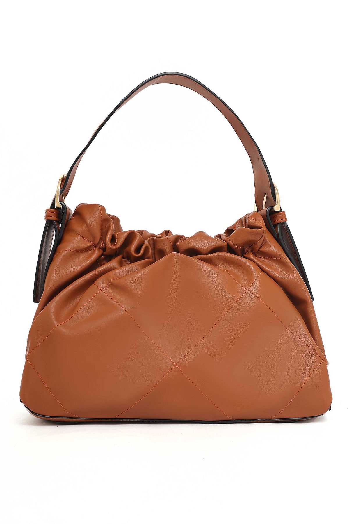 RUE PUFF STITCH BAG-BROWN