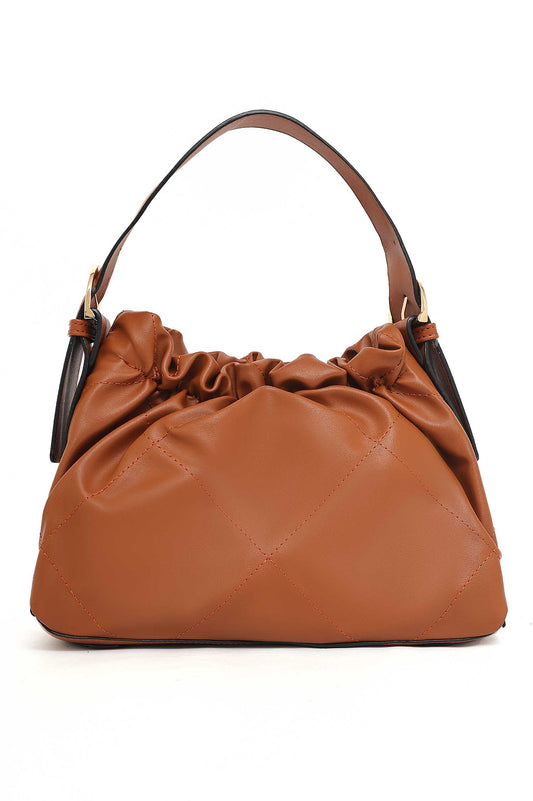 RUE PUFF STITCH BAG-BROWN