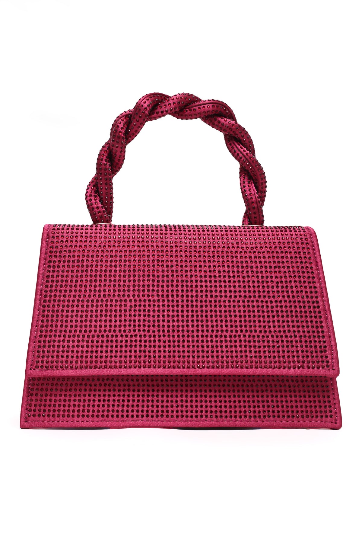 Rhinestone Handle Evening Bag-Wine