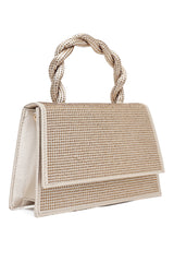 Rhinestone Handle Evening Bag-Gold