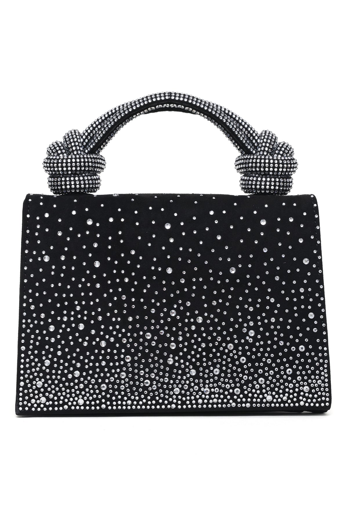 ELEGANT KNOT HANDLE RHINESTONE BAG-BLACK