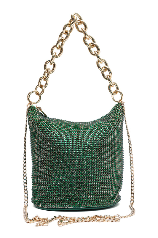 SPARKLE CHAIN BAG-DK/GRN